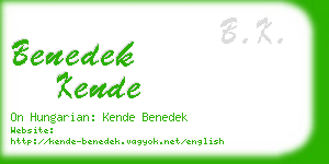 benedek kende business card